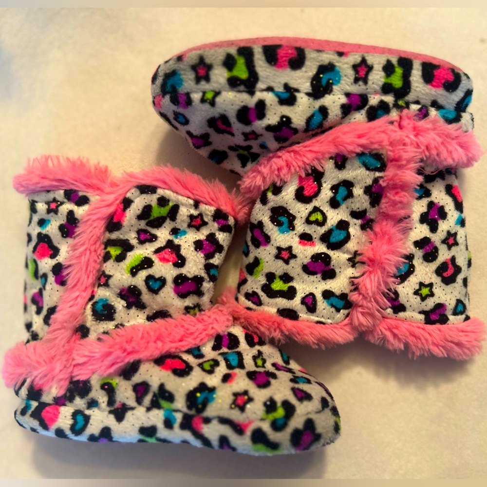 Rainbow cheetah boot slippers